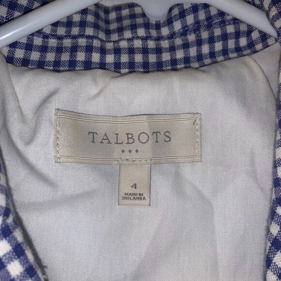 Talbots Outlet Women's Gingham Blazer Size 4 Blue Linen Cotton Office Preppy - Picture 5 of 6